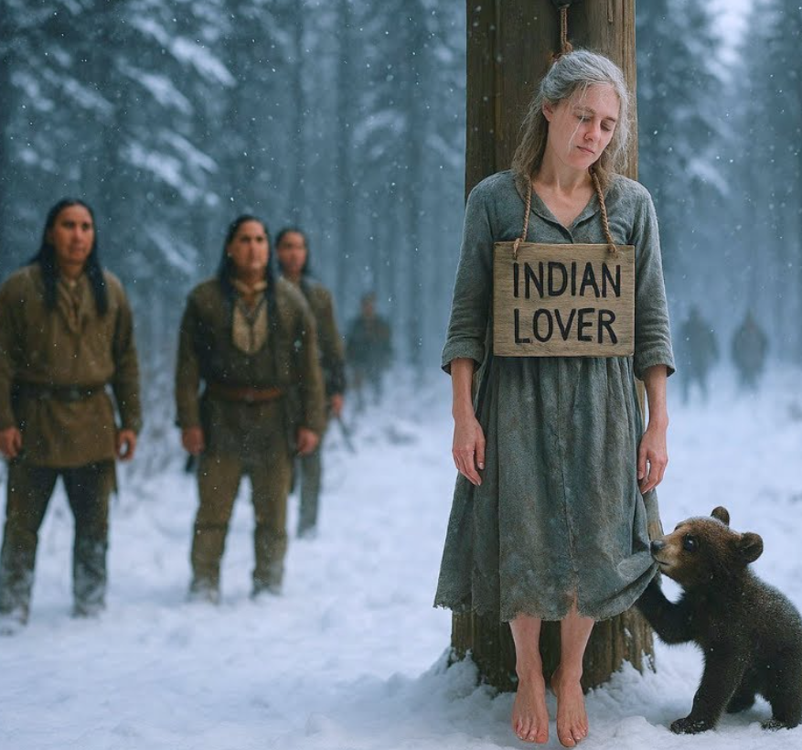 They Hung Her With a Sign That Said “Indian Lover” — Until a Bear Cub Pulled at Her Dress