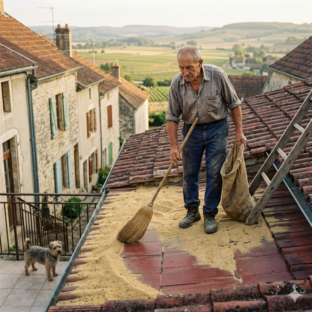 Every day, the old man would pour sand onto the roof and then sweep it away. The same routine repeated itself day after day, seemingly pointless. People called him “the time-waster.” A snowstorm, accompanied by ice, enveloped the village…