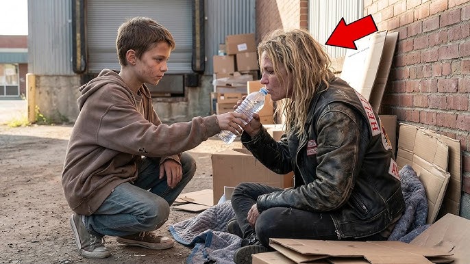 Homeless Boy Helped a Frozen Hell’s Angel Wife — Next Day 4,000 Riders Showed Up Outside.