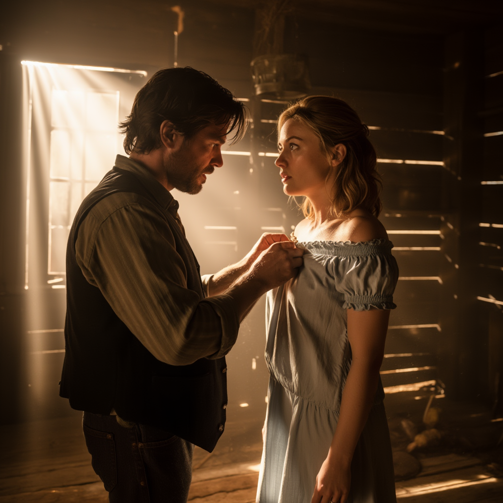 “Please… Don’t Take It Off…” She Trembled — But The Rancher Kept Going… Then He Stopped Cold